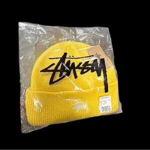 Stüssy Yellow Logo Beanie Knit Hat OS New With Tags